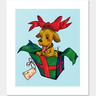 Christmas Puppy Posters and Art